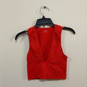 Urban Outfitters Out From Under Bold Red V-Neck Crop Top